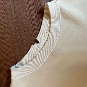 Aerie Distressed Pale Yellow Oversized Crewneck